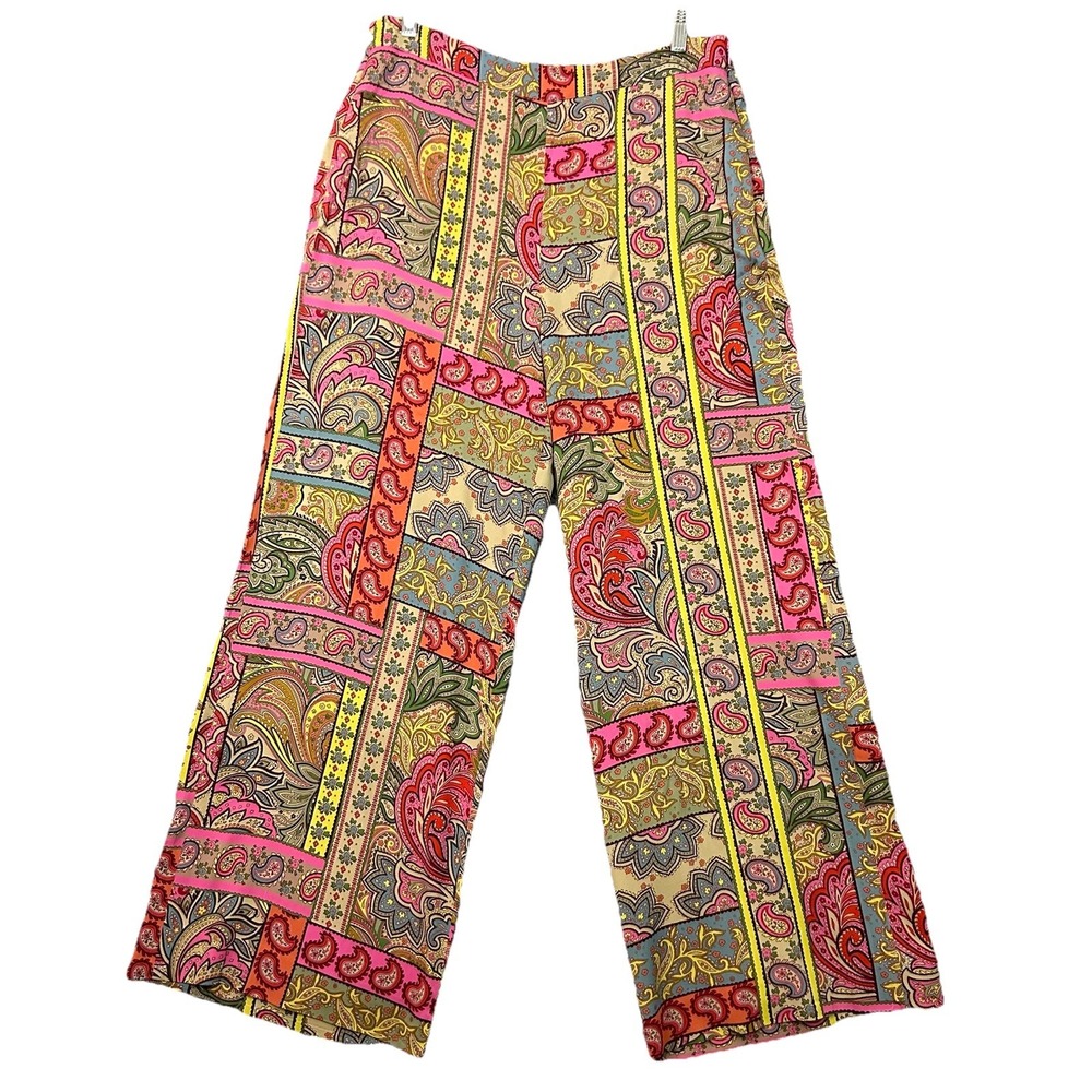 Boden Pants Patchwork Paisley Wide Leg Multicolor Women's US12/UK16 - Picture 2 of 12
